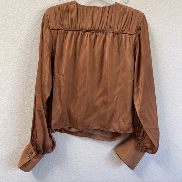 FRAME Crossover Top Blouse Bronze Size Large - Picture 3 of 7